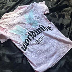 Baby Pink Graphic  T-Shirt with birds and saying on them